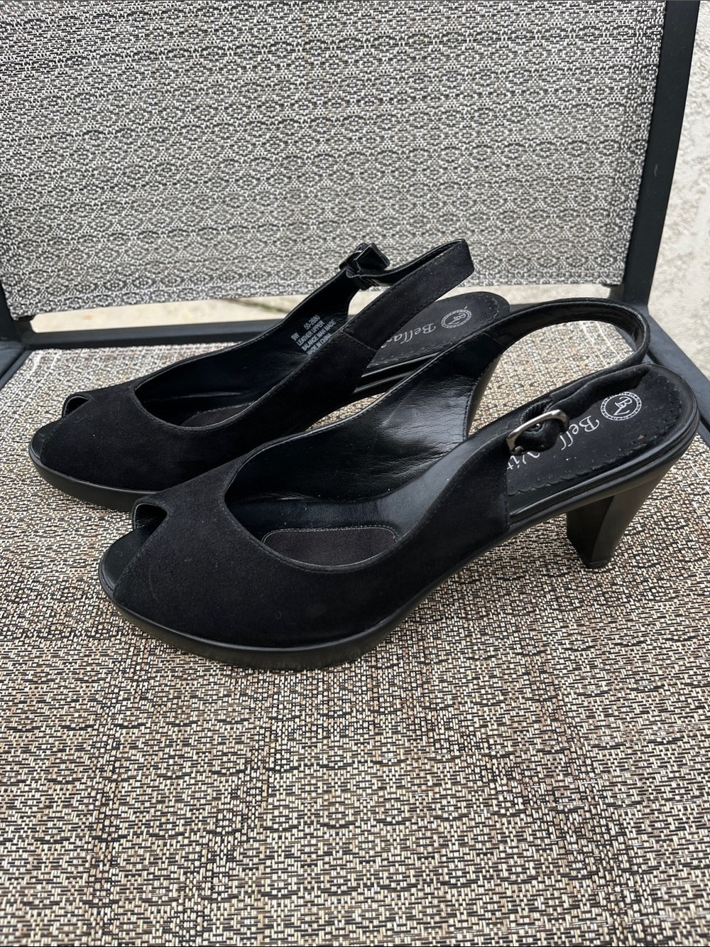 NWOT Bella Vita Black Peep Toe Slingback Heels size 9